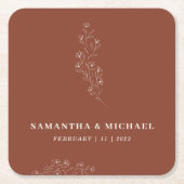 Dessous-de-verre Carré En Papier Mariage en terre cuite à fleurs minuscules (Devant)