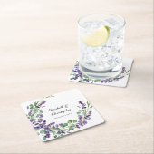 Dessous-de-verre Carré En Papier Mariage Eucalyptus Boho Personnalisé (En situation)