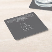 Dessous-de-verre Carré En Papier Mariage Eucalyptus simple Gris (Incliné)