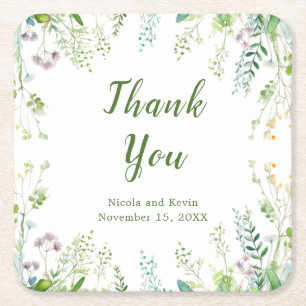 Dessous-de-verre Carré En Papier Mariage Feuille Eucalyptus Greenery