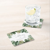 Dessous-de-verre Carré En Papier Mariage feuille tropical élégant (En situation)