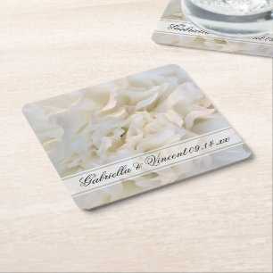 Dessous-de-verre Carré En Papier Mariage floral de carnation blanche
