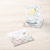 Dessous-de-verre Carré En Papier Mariage floral papillon rose profond de printemps (En situation)