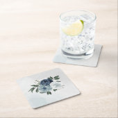 Dessous-de-verre Carré En Papier mariage floral verdure blanc et bleu (En situation)