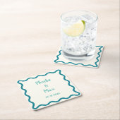 Dessous-de-verre Carré En Papier Mariage frontalier gras blanc manuscrit (En situation)