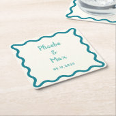 Dessous-de-verre Carré En Papier Mariage frontalier gras blanc manuscrit (Incliné)