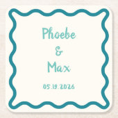 Dessous-de-verre Carré En Papier Mariage frontalier gras blanc manuscrit (Devant)