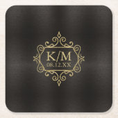 Dessous-de-verre Carré En Papier Mariage Gold Filigree fin ID871 (Devant)