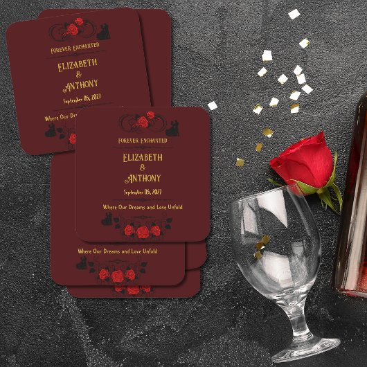 Dessous-de-verre Carré En Papier Mariage jamais enchanté