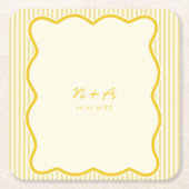 Dessous-de-verre Carré En Papier Mariage jaune beurre moderne (Devant)