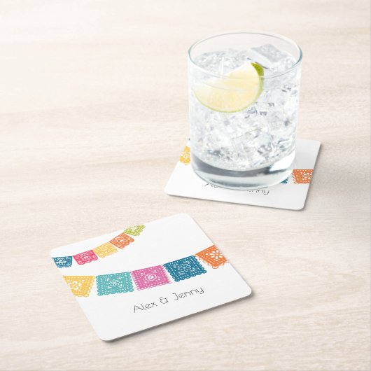 Dessous-de-verre Carré En Papier Mariage - Mariage Papel Picado Mariage Faveur (En situation)