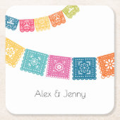 Dessous-de-verre Carré En Papier Mariage - Mariage Papel Picado Mariage Faveur (Devant)