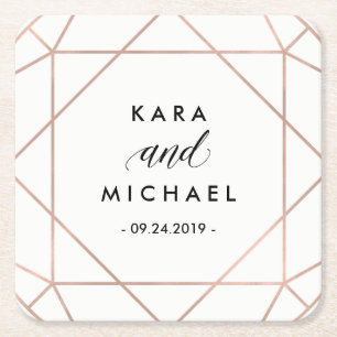 Dessous-de-verre Carré En Papier Mariage minimaliste géométrique moderne