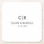 Dessous-de-verre Carré En Papier Mariage minimaliste noir et blanc<br><div class="desc">Ce dessous de verre en papier carré minimaliste noir et blanc est parfait pour une réception de mariage simple. Le design comporte une belle police noire dans un arrière - plan blanc pour agrémenter votre événement.</div>