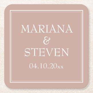 Dessous-de-verre Carré En Papier Mariage minimaliste rose moderne