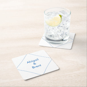 Dessous-de-verre Carré En Papier Mariage Moderne Bleu Saphir