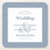 Dessous-de-verre Carré En Papier Mariage moderne Enregistrer La Date Dusty Motif bl (Devant)
