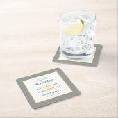 Dessous-de-verre Carré En Papier Mariage moderne Enregistrer la date Motif gris jau (En situation)