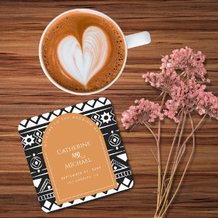 Dessous-de-verre Carré En Papier Mariage Motif Boho moderne Arch Burnt Orange
