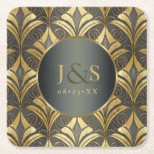 Dessous-de-verre Carré En Papier Mariage Motif Glam Art Deco ID1033 (Devant)