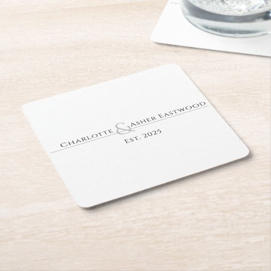 Dessous-de-verre Carré En Papier Mariage Newlyweds (Incliné)