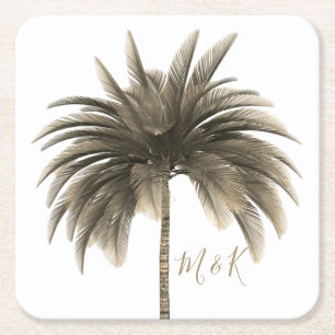Dessous-de-verre Carré En Papier Mariage Palm Tree élégant rétro chic
