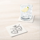 Dessous-de-verre Carré En Papier Mariage Pendentif du coeur Monogramme (En situation)