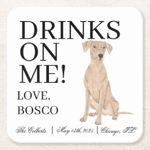 Dessous-de-verre Carré En Papier Mariage Pinscher allemand personnalisé