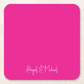 Dessous-de-verre Carré En Papier Mariage rose chaud (Devant)