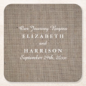 Dessous-de-verre Carré En Papier Mariage Rustique Burlap (Devant)