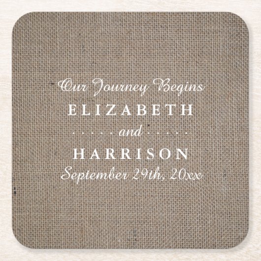 Dessous-de-verre Carré En Papier Mariage Rustique Burlap (Devant)