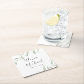 Dessous-de-verre Carré En Papier Mariage rustique verdoyante minimale (En situation)