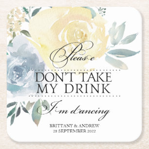 Dessous-de-verre Carré En Papier Mariage S'il vous plaît ne prenez pas mon verre Je