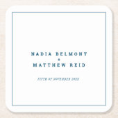 Dessous-de-verre Carré En Papier Mariage simple bleu marine minimal (Devant)