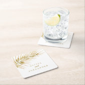 Dessous-de-verre Carré En Papier Mariage Tropical Gold Palm (En situation)