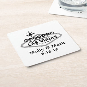Dessous-de-verre Carré En Papier Marié à Las Vegas Mariage personnalisé Favor