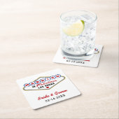 Dessous-de-verre Carré En Papier Marié dans Fabulous Las Vegas Mariage rouge Monogr (En situation)