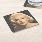 Dessous-de-verre Carré En Papier Marilyn grise graphique (Incliné)