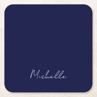 Dessous-de-verre Carré En Papier Marine Bleu Couleur Plaque Moderne Nom Propre Call