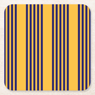 Dessous-de-verre Carré En Papier Marine bleu et jaune soleil cinq bandes motif