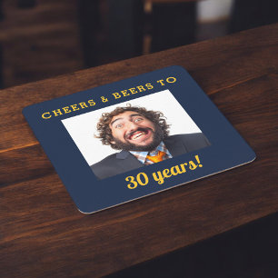Dessous-de-verre Carré En Papier Marine Blue Cheers & Beers Anniversaire Photo Keep