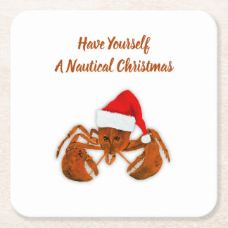 Dessous-de-verre Carré En Papier Maritime Santa Lobster