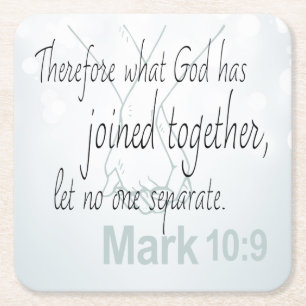 Dessous-de-verre Carré En Papier Mark 10:9 Bible de mariage Verse