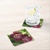 Dessous-de-verre Carré En Papier Maroon Orchids II (En situation)