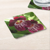 Dessous-de-verre Carré En Papier Maroon Orchids II (Incliné)