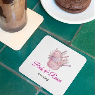 Dessous-de-verre Carré En Papier Marque de catering Rose et Rose