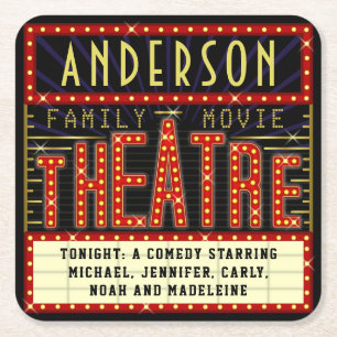 Dessous-de-verre Carré En Papier Marquee Home Cinema  Nom personnalisé