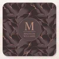 Marron Chocolat & Or Rose Motif Vague Abstrait