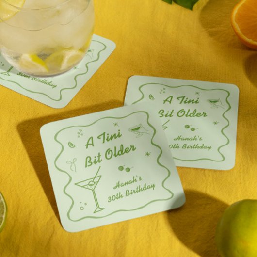 Dessous-de-verre Carré En Papier Martini fête d'anniversaire