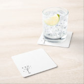 Dessous-de-verre Carré En Papier Martini Whimsical Rétro Main Tirée Initiales Perso (En situation)
